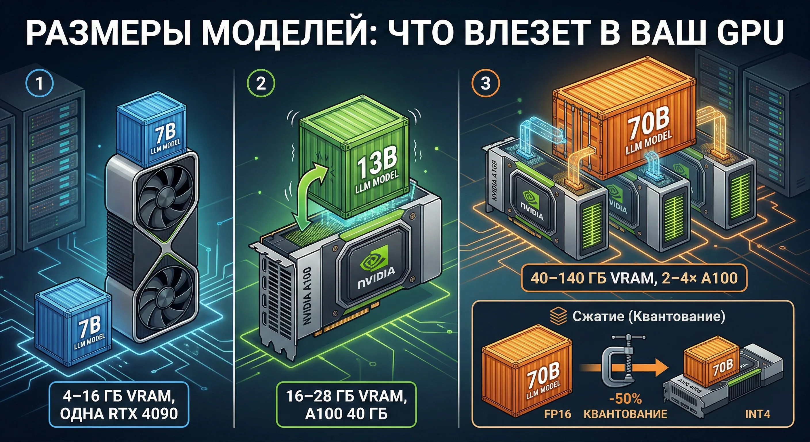 Размеры моделей и требования к GPU