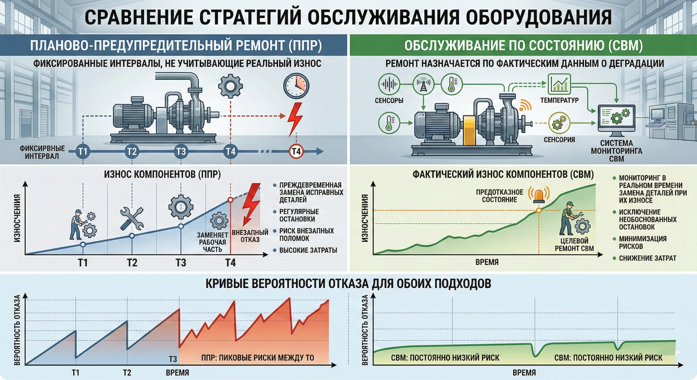 Сравнение стратегий обслуживания: ППР vs обслуживание по состоянию